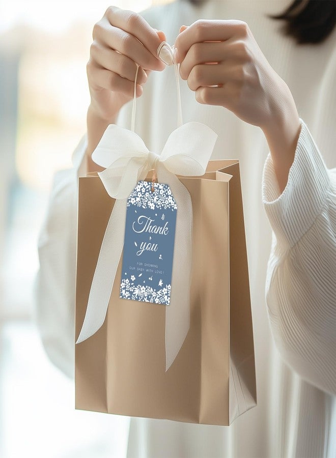 Merrystorm ٥٠ قطعة من بطاقات شكر زرقاء باهتة مع خيط لتزيين حفلات استقبال المولود الجديد، بتصميم "سيليتو ليندو"، مناسبة لحفلات استقبال المولود الجديد ذات الطابع المكسيكي "تالافيرا". - Image 3